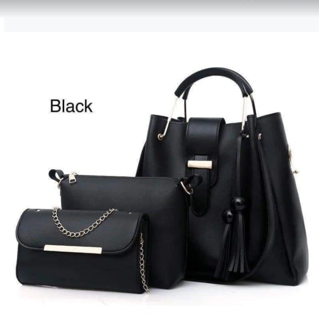 3-piece black handbag set