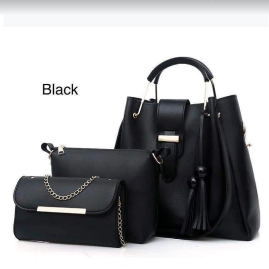 3-piece black handbag set